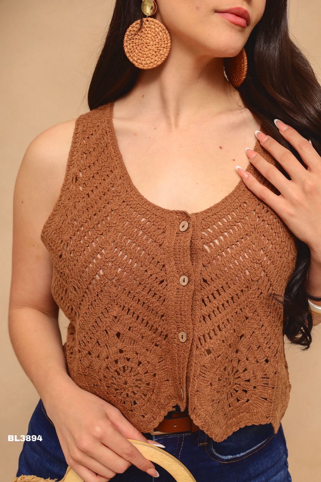 Chaleco Crochet Artesanal "Aura" – Boho Chic Style